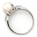 ノンブランド NON BRAND ホワイト×プラチナシルバー Pt900 パール ダイヤモンド リング 指輪 プラチナム 1P 1粒 パール 真珠 あこや アコヤ ダイヤ 13.5号