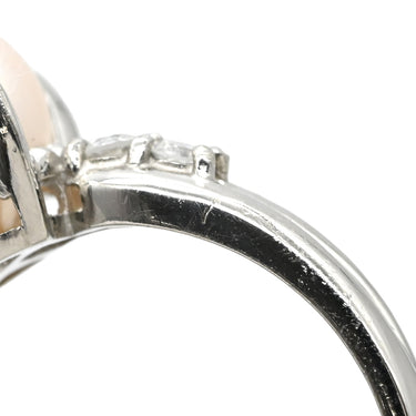 ノンブランド NON BRAND ホワイト×プラチナシルバー Pt900 パール ダイヤモンド リング 指輪 プラチナム 1P 1粒 パール 真珠 あこや アコヤ ダイヤ 13.5号