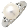 ノンブランド NON BRAND ホワイト×プラチナシルバー Pt900 パール ダイヤモンド リング 指輪 プラチナム 1P 1粒 パール 真珠 あこや アコヤ ダイヤ 14.5号