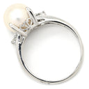 ノンブランド NON BRAND ホワイト×プラチナシルバー Pt900 パール ダイヤモンド リング 指輪 プラチナム 1P 1粒 パール 真珠 あこや アコヤ ダイヤ 14.5号