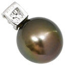 ノンブランド NON BRAND ブラック×ホワイトゴールド K18WG パール ダイヤモンド ペンダントトップ ネックレストップ チャーム 黒蝶 パール 真珠 ダイヤ Au750 18K 18金