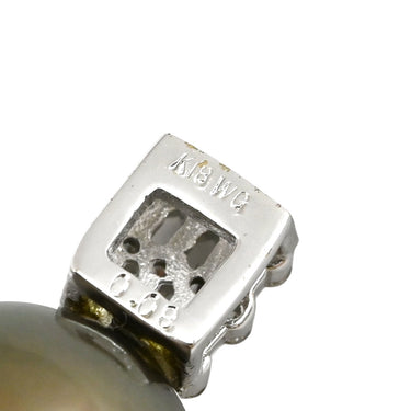 ノンブランド NON BRAND ブラック×ホワイトゴールド K18WG パール ダイヤモンド ペンダントトップ ネックレストップ チャーム 黒蝶 パール 真珠 ダイヤ Au750 18K 18金