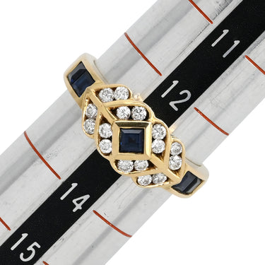 ノンブランド NON BRAND ブルーサファイア ダイヤ イエローゴールド×ブルー K18YG サファイア ダイヤモンド リング 指輪 Au750 18K 18金 ダイヤ ジュエリー ブルー 13号