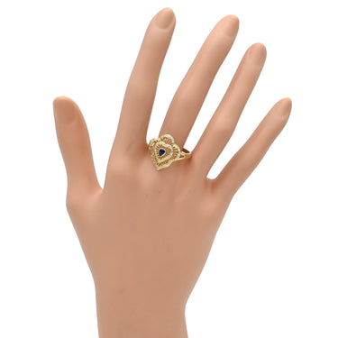 ノンブランド NON BRAND ブルーサファイア ダイヤリング イエローゴールド×ブルー K18YG ダイヤモンド リング 指輪 Au750 18K 18金 透かしハートモチーフ 20号