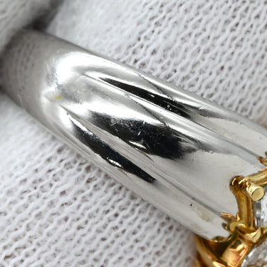 ノンブランド NON BRAND エメラルド ダイヤリング プラチナシルバー×イエローゴールド Pt900 K18YG ダイヤモンド エメラルド リング 指輪 ヘイローデザイン Pt×K18 コンビ プラチナム 9.5号