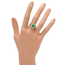 ノンブランド NON BRAND エメラルド ダイヤリング プラチナシルバー×イエローゴールド Pt900 K18YG ダイヤモンド エメラルド リング 指輪 ヘイローデザイン Pt×K18 コンビ プラチナム 9.5号