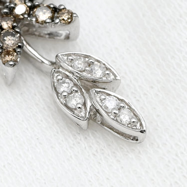 ノンブランド NON BRAND ホワイトゴールド K18WG ダイヤモンド ペンダントトップ Au750 18K 18金 ネックレストップ ブラウン ダイヤ フラワーモチーフ