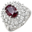 ノンブランド NON BRAND ルビー ダイヤ リング レッド×プラチナシルバー Pt900 ルビー ダイヤモンド リング 指輪 赤 プラチナム オーバル パヴェ 11号