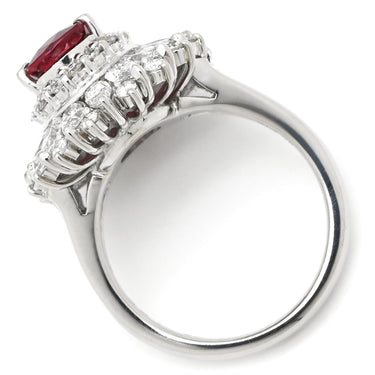 ノンブランド NON BRAND ルビー ダイヤ リング レッド×プラチナシルバー Pt900 ルビー ダイヤモンド リング 指輪 赤 プラチナム オーバル パヴェ 11号