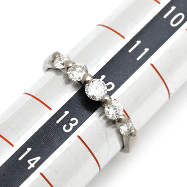 ノンブランド NON BRAND ダイヤリング ホワイトゴールド K18WG ダイヤモンド リング 指輪 5P 5粒 一文字 12号