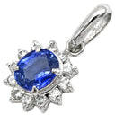 ノンブランド NON BRAND プラチナシルバー×ブルー Pt900 ダイヤモンド サファイア ペンダントトップ プラチナム ペンダントヘッド ダイヤ サファイア