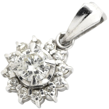 ノンブランド NON BRAND プラチナシルバー Pt900 ダイヤモンド ペンダントトップ プラチナム ペンダントヘッド センターダイヤ パヴェ メレダイヤ フラワーモチーフ