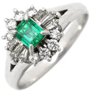 ノンブランド NON BRAND エメラルド ダイヤモンド リング プラチナシルバー Pt900 エメラルド ダイヤモンド リング 指輪 グリーン 緑 スクエア 12号