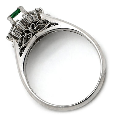 ノンブランド NON BRAND エメラルド ダイヤモンド リング プラチナシルバー Pt900 エメラルド ダイヤモンド リング 指輪 グリーン 緑 スクエア 12号