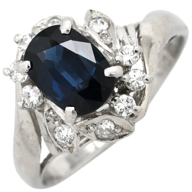 ノンブランド NON BRAND ブルーサファイア ダイヤリング プラチナシルバー Pt900 サファイア ダイヤモンド リング 指輪 青 Pm900 11.5号