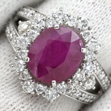 ノンブランド NON BRAND ルビー ダイヤリング プラチナシルバー Pt950 ルビー ダイヤモンド リング 指輪 レッド 赤 12号