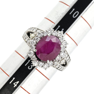 ノンブランド NON BRAND ルビー ダイヤリング プラチナシルバー Pt950 ルビー ダイヤモンド リング 指輪 レッド 赤 12号