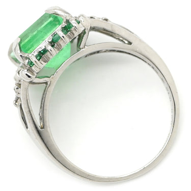 ノンブランド NON BRAND エメラルド ダイヤモンド リング ホワイトゴールド K18WG エメラルド ダイヤモンド リング 指輪 グリーン 緑 スクエア 9号