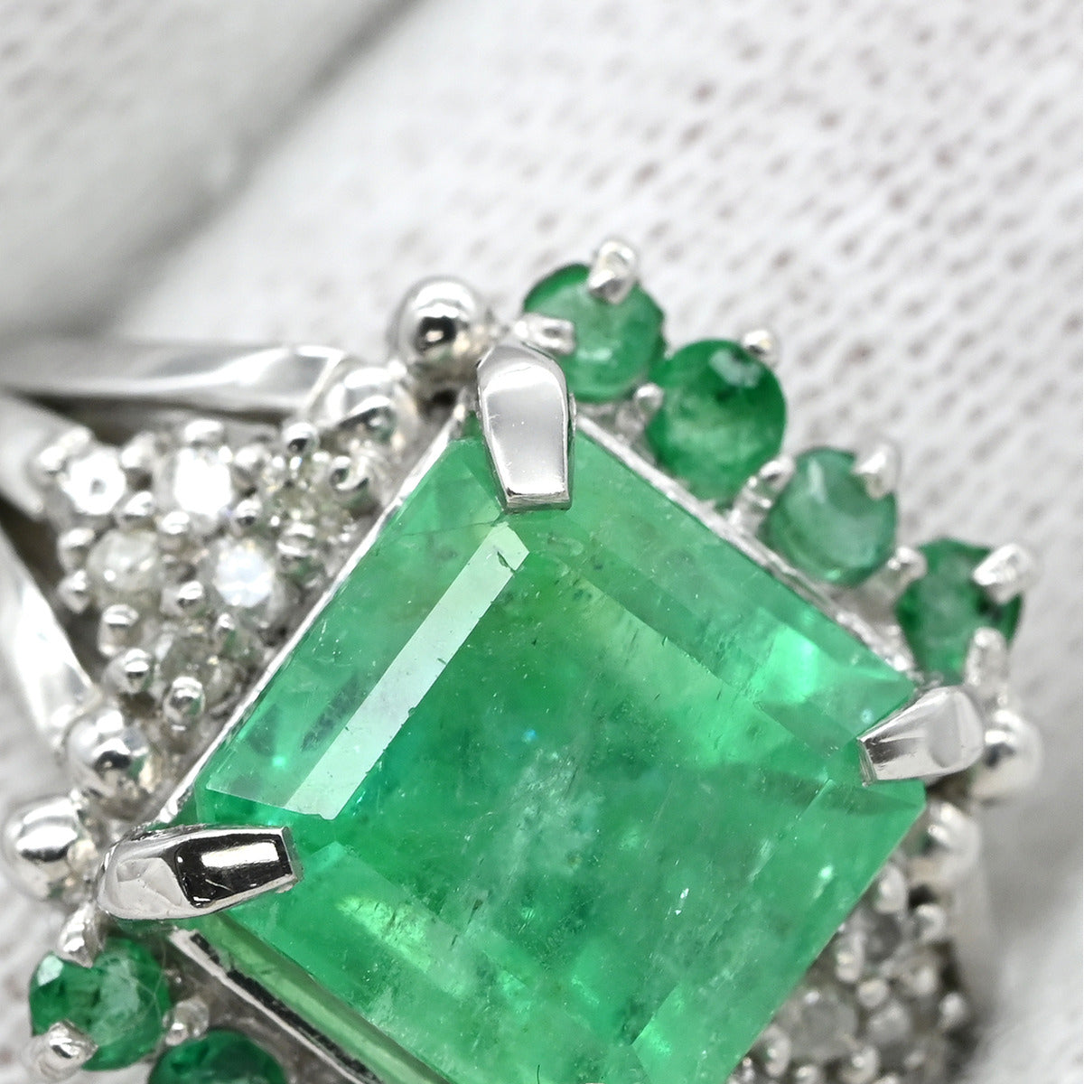 ノンブランド NON BRAND エメラルド ダイヤモンド リング ホワイト