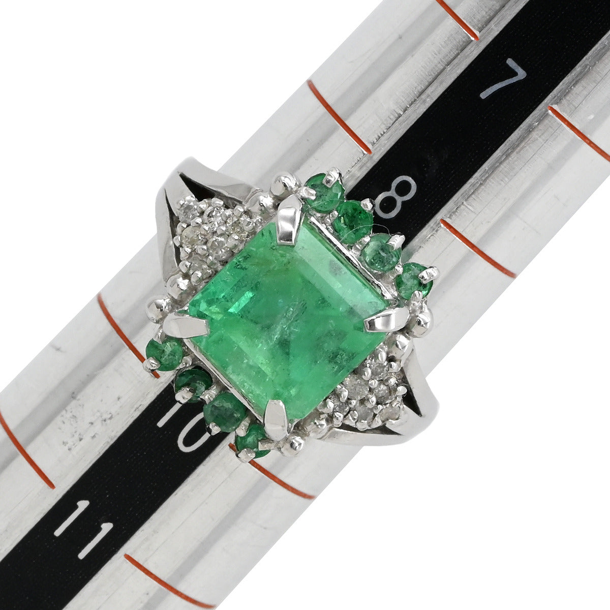 ノンブランド NON BRAND エメラルド ダイヤモンド リング ホワイト