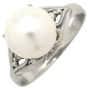 ノンブランド NON BRAND ホワイト×プラチナシルバー Pt900 パール ダイヤモンド リング 指輪 プラチナム 1P 1粒 パール 真珠 あこや アコヤ ダイヤ 11.5号