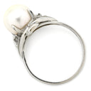 ノンブランド NON BRAND ホワイト×プラチナシルバー Pt900 パール ダイヤモンド リング 指輪 プラチナム 1P 1粒 パール 真珠 あこや アコヤ ダイヤ 11.5号