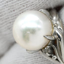 ノンブランド NON BRAND ホワイト×プラチナシルバー Pt900 パール ダイヤモンド リング 指輪 プラチナム 1P 1粒 パール 真珠 あこや アコヤ ダイヤ 11.5号