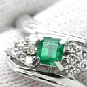 ノンブランド NON BRAND エメラルド ダイヤモンド リング プラチナシルバー Pt850 エメラルド ダイヤモンド リング 指輪 グリーン 緑 Pt850 16号
