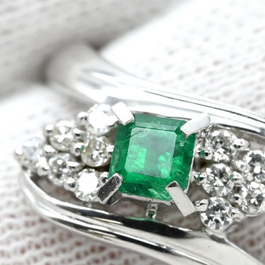 ノンブランド NON BRAND エメラルド ダイヤモンド リング プラチナシルバー Pt850 エメラルド ダイヤモンド リング 指輪 グリーン 緑 Pt850 16号