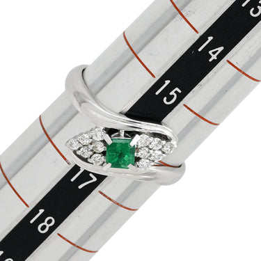 ノンブランド NON BRAND エメラルド ダイヤモンド リング プラチナシルバー Pt850 エメラルド ダイヤモンド リング 指輪 グリーン 緑 Pt850 16号