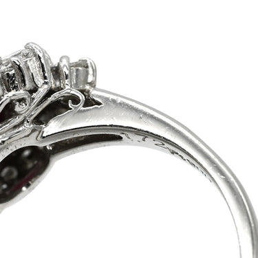 ノンブランド NON BRAND ルビー ダイヤリング プラチナシルバー Pt900 ルビー ダイヤモンド リング 指輪 レッド 赤 プラチナム ヘイローデザイン 9.5号