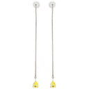 ノンブランド NON BRAND イエロー×プラチナシルバー Pt950 Pt900(ポスト) ダイヤモンド ピアス プラチナム 1P 1石 1粒 イエローダイヤ 黄色 ドロップ スイング チェーン 雫型 しずく 涙型