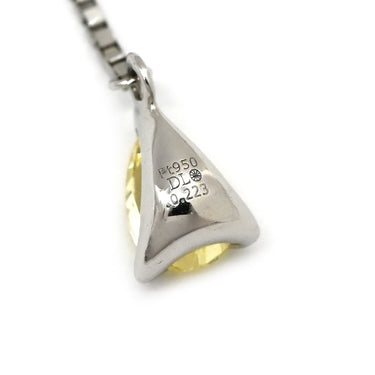 ノンブランド NON BRAND イエロー×プラチナシルバー Pt950 Pt900(ポスト) ダイヤモンド ピアス プラチナム 1P 1石 1粒 イエローダイヤ 黄色 ドロップ スイング チェーン 雫型 しずく 涙型