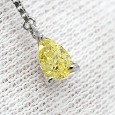 ノンブランド NON BRAND イエロー×プラチナシルバー Pt950 Pt900(ポスト) ダイヤモンド ピアス プラチナム 1P 1石 1粒 イエローダイヤ 黄色 ドロップ スイング チェーン 雫型 しずく 涙型