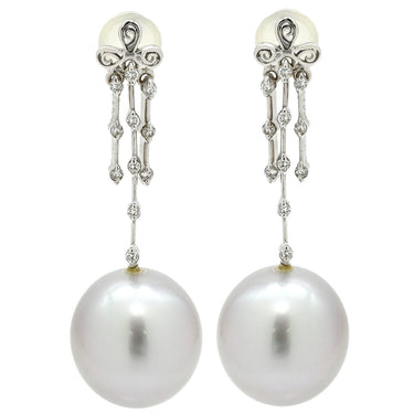 ノンブランド NON BRAND パールピアス ホワイトゴールド K18WG パール ダイヤモンド ピアス 1粒 1P シルバーグレー ダイヤ WG 18金 750 真珠