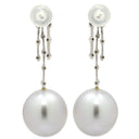 ノンブランド NON BRAND パールピアス ホワイトゴールド K18WG パール ダイヤモンド ピアス 1粒 1P シルバーグレー ダイヤ WG 18金 750 真珠