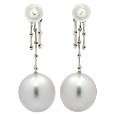 ノンブランド NON BRAND パールピアス ホワイトゴールド K18WG パール ダイヤモンド ピアス 1粒 1P シルバーグレー ダイヤ WG 18金 750 真珠