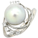 ノンブランド NON BRAND アコヤパール ダイヤリング プラチナシルバー Pt850 パール ダイヤモンド リング 指輪 1粒 1P 11号