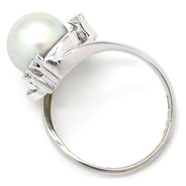 ノンブランド NON BRAND アコヤパール ダイヤリング プラチナシルバー Pt850 パール ダイヤモンド リング 指輪 1粒 1P 11号
