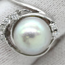 ノンブランド NON BRAND アコヤパール ダイヤリング プラチナシルバー Pt850 パール ダイヤモンド リング 指輪 1粒 1P 11号