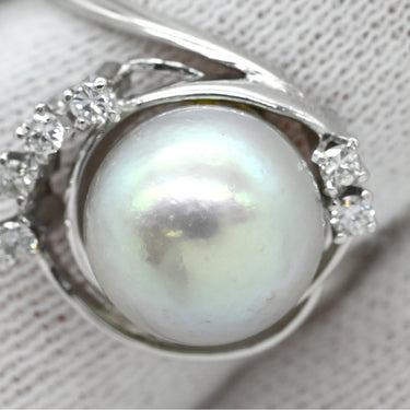 ノンブランド NON BRAND アコヤパール ダイヤリング プラチナシルバー Pt850 パール ダイヤモンド リング 指輪 1粒 1P 11号