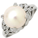 ノンブランド NON BRAND ホワイト×プラチナシルバー Pt900 パール ダイヤモンド リング 指輪 プラチナム 1P 1粒 パール 真珠 あこや アコヤ ダイヤ 11.5号