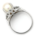 ノンブランド NON BRAND ホワイト×プラチナシルバー Pt900 パール ダイヤモンド リング 指輪 プラチナム 1P 1粒 パール 真珠 あこや アコヤ ダイヤ 11.5号