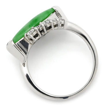 ノンブランド NON BRAND ヒスイ ダイヤリング プラチナシルバー Pt900 ヒスイ ダイヤモンド リング 指輪 翡翠 グリーン 9.5号