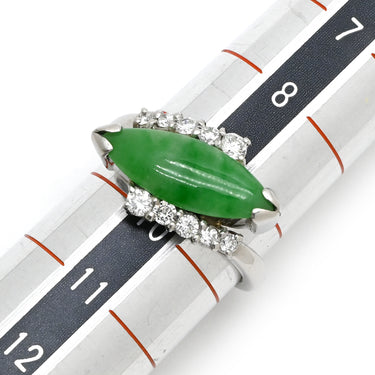 ノンブランド NON BRAND ヒスイ ダイヤリング プラチナシルバー Pt900 ヒスイ ダイヤモンド リング 指輪 翡翠 グリーン 9.5号