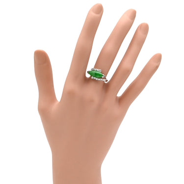 ノンブランド NON BRAND ヒスイ ダイヤリング プラチナシルバー Pt900 ヒスイ ダイヤモンド リング 指輪 翡翠 グリーン 9.5号