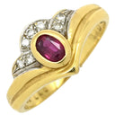 ノンブランド NON BRAND ルビー ダイヤ リング イエローゴールド K18YG ルビー ダイヤモンド リング 指輪 Au750 18K 18KT レッド 赤 13号