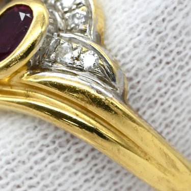 ノンブランド NON BRAND ルビー ダイヤ リング イエローゴールド K18YG ルビー ダイヤモンド リング 指輪 Au750 18K 18KT レッド 赤 13号