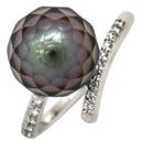 ノンブランド NON BRAND 黒蝶パール ダイヤリング プラチナシルバー Pt900 パール ダイヤモンド リング 指輪 1粒 1P 華真珠 12.5号