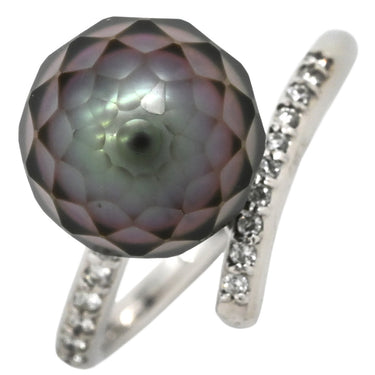 ノンブランド NON BRAND 黒蝶パール ダイヤリング プラチナシルバー Pt900 パール ダイヤモンド リング 指輪 1粒 1P 華真珠 12.5号